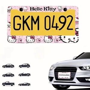 Hello Kitty Pink and White License Plate Frame Set